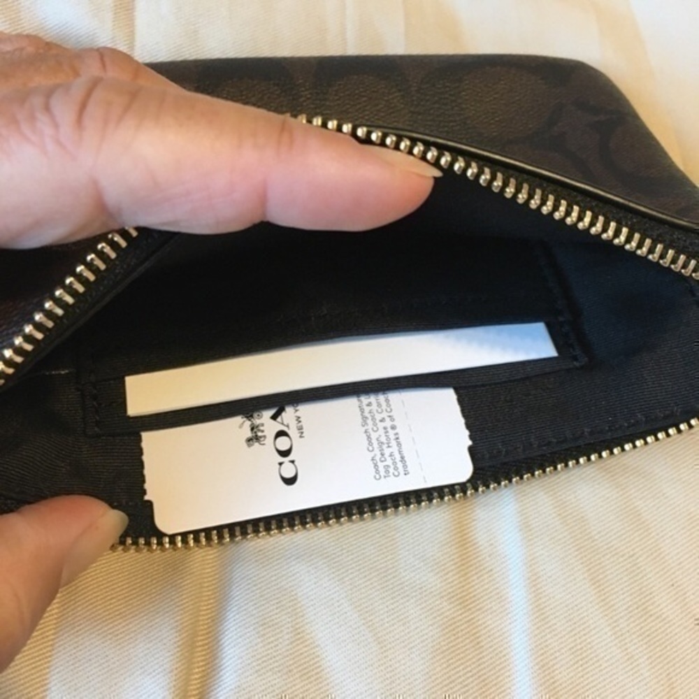 Coach black and brown signature coated canvas wristlet NWT - Picture 11 of 16